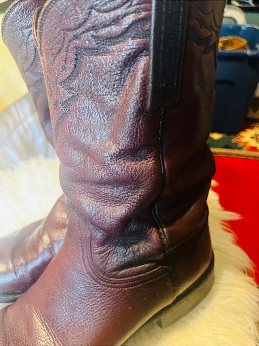 Lucchese  Women’s size 9.5 and Men’s size 8 leather Western Boots - Burgundy - Picture 8 of 14